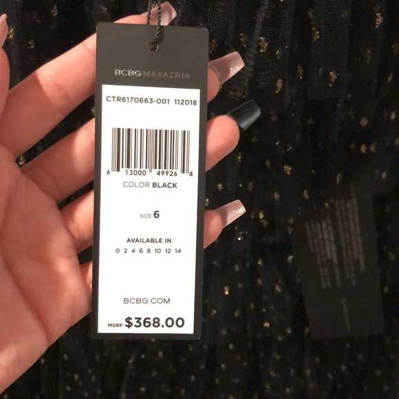 Black one shoulder dress with gold sparkle dots - Picture 3 of 4